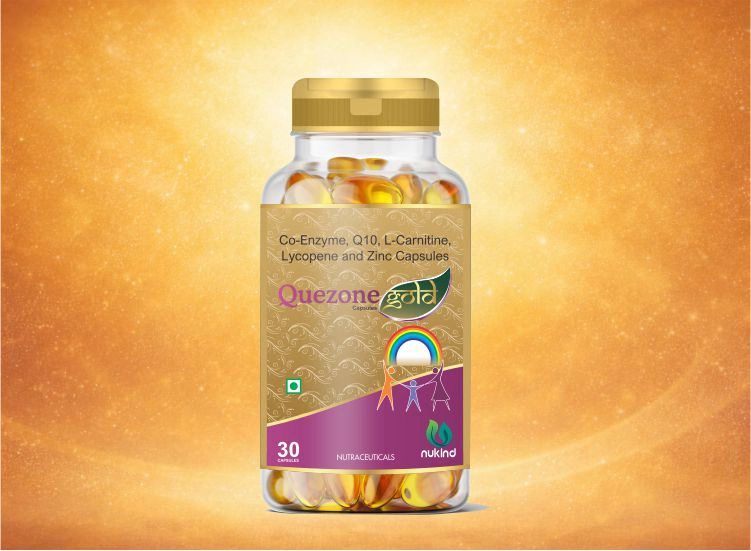 Twin bottles of Quezone Gold nutraceutical capsules designed for antioxidant and nutritional support.