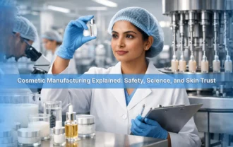 Cosmetic manufacturing explained in simple terms—covering safety testing, formulation science, GMP standards, and how trusted skincare products are made.