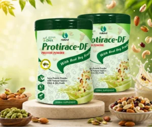 Protirace-DF Powder Elaichi - Soya Protein Nutritional Supplement with Ayurvedic Herbs & Natural DHA