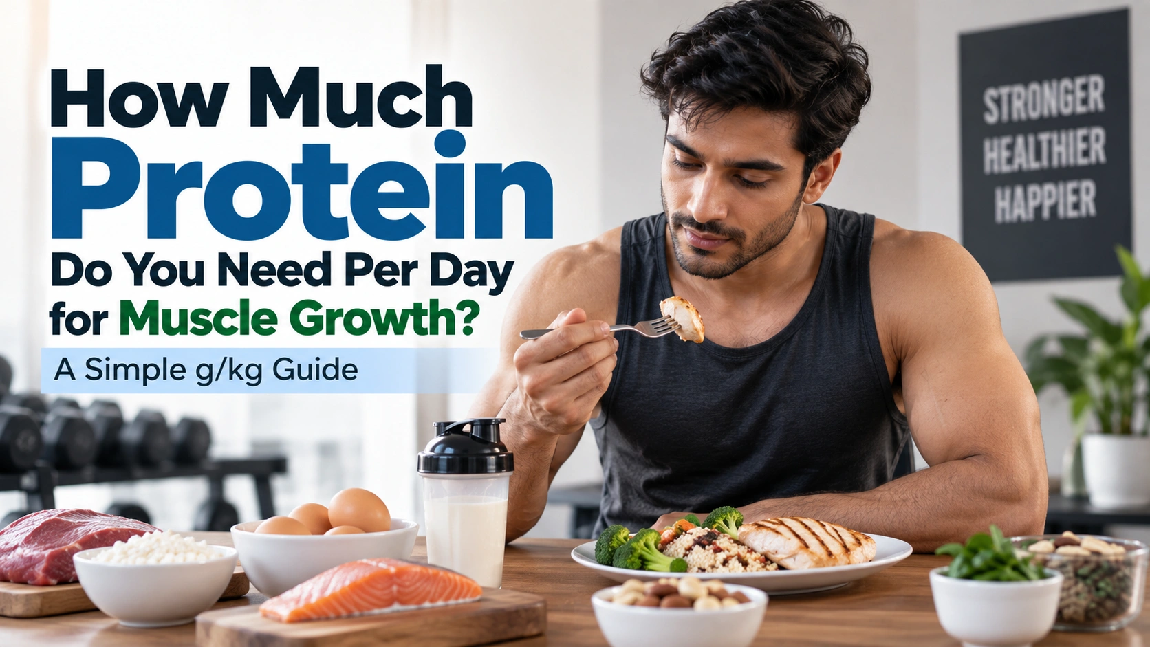 For most people who regularly perform resistance training, research suggests that around 1.6 g of protein per kg of body weight per day is a useful target for supporting muscle growth, while commonly recommended ranges for exercising individuals extend to about 1.4–2.0 g/kg/day.