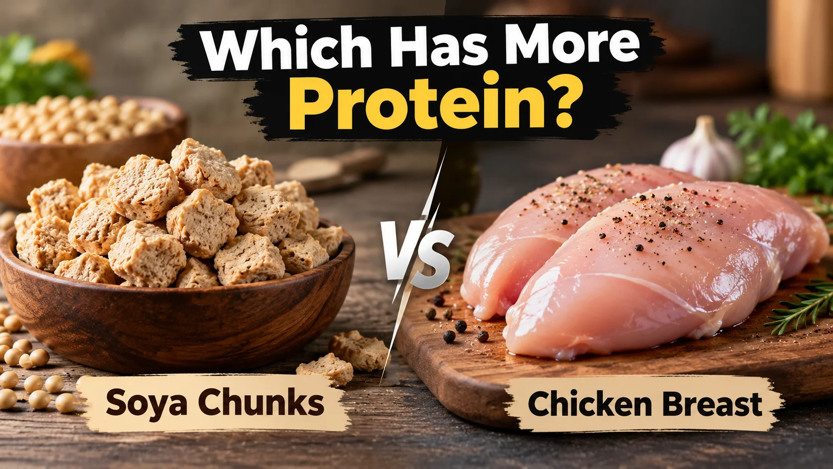 Compare protein in soya chunks and chicken breast, including raw vs cooked values, nutrition benefits, cost, muscle building, and weight management.