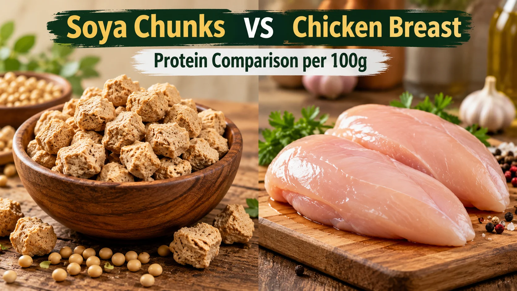Soya Chunks vs Chicken Breast: Protein Comparison per 100g
