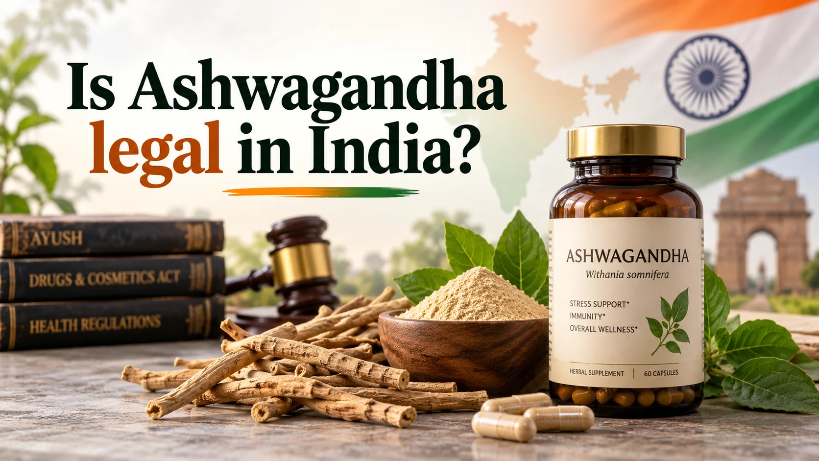 Ashwagandha is a well-known herb in Ayurveda, but questions about its legality have increased as herbal supplements become more popular. Can you legally buy Ashwagandha in India? Can manufacturers use its leaves in supplements? The answer depends on the product category and the plant part used.