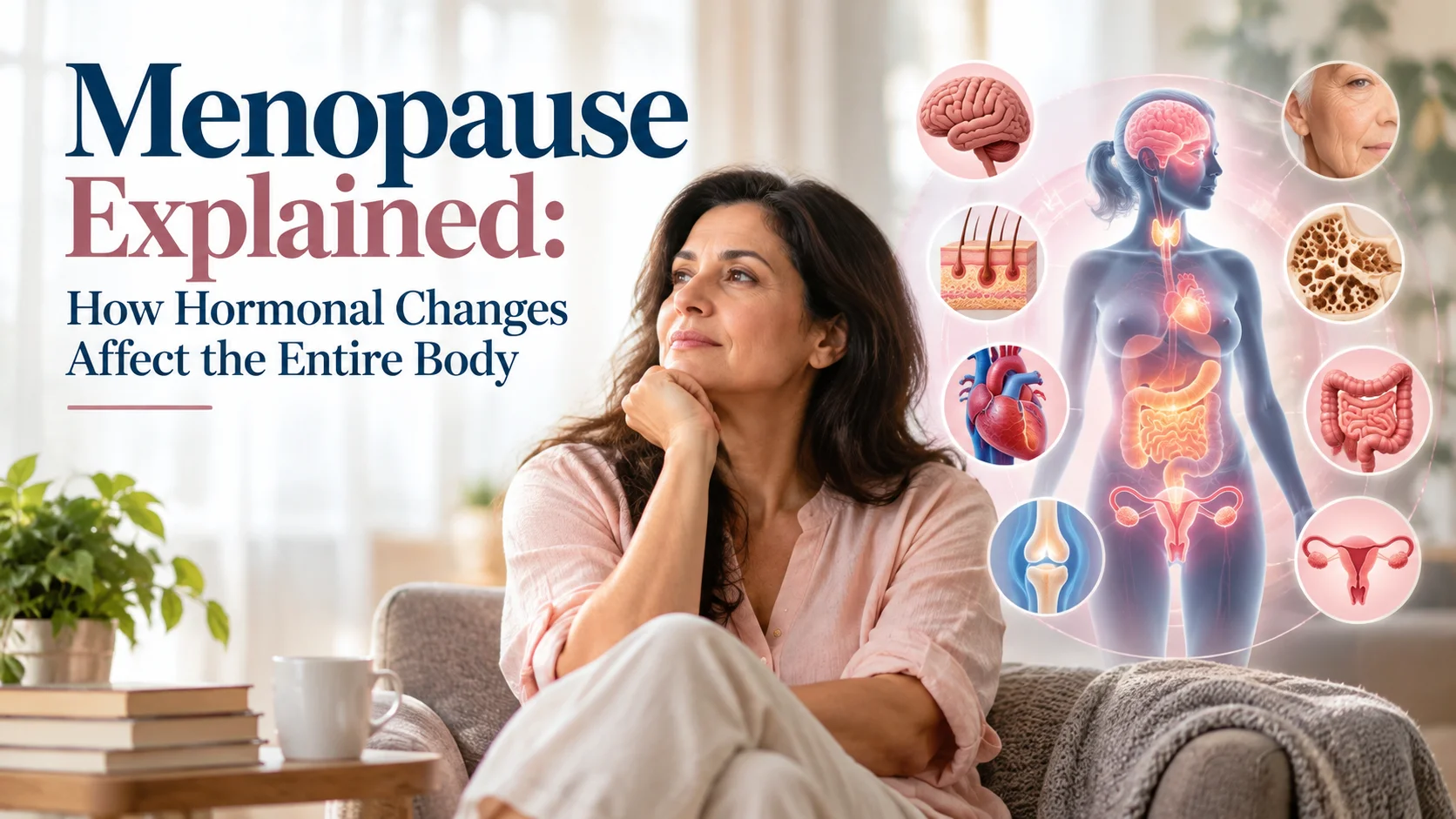 Menopause is the stage when a person has gone 12 consecutive months without a menstrual period, when no other cause explains the absence. It usually occurs between ages 45 and 55. Changing levels of oestrogen and progesterone can affect physical, emotional and sexual health, although every woman’s experience is different.